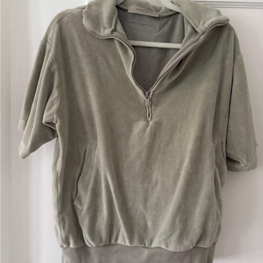Essentials Olive Green Half-Zip Top